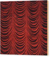 Ruffled Red Curtain Wood Print