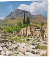 Ruins Of The Ancient City Of Corinth Wood Print