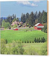 Rural Home Barn Pasture Cattle Wilsonville Oregon Wood Print