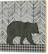 Rustic Mountain Lodge Black Bear Wood Print
