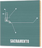 Sacramento Teal Subway Map Wood Print
