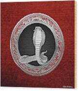 Sacred Silver King Cobra On Red Canvas Wood Print