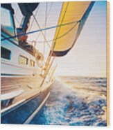Sailing Into The Sunset Wood Print
