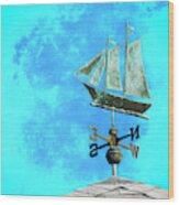 Sailing Ship Weathervane Wood Print