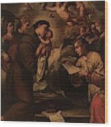 'saint Anthony Of Padua', 17th Century, Spanish School, Canvas, 180 Cm X 136 Cm, P03273. Wood Print