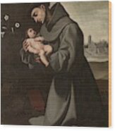 'saint Anthony Of Padua With The Infant Christ'. 1635 - 1650. Oil On Canvas. Wood Print