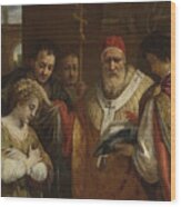 Saint Domitilla Receiving The Veil Wood Print