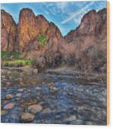 Salt River And The Goldfield Mountains Wood Print