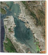 San Francisco Bay From Space Wood Print