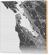San Francisco Map Black And White Wood Print
