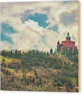 San Luca Basilica In Bologna  Hills With The Long Porch Archway - Italy Wood Print