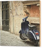 Scooter Scene In Rome, Italy Wood Print