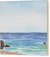 Seashore Ocean Beach Watercolor Seascape Elongated Spiral Notebook