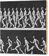 Sequential Frames Of Nude Man Walking Wood Print