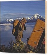Sherpas In Nepal On September 21th Wood Print
