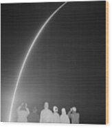 Sightseers Gazing At Missile Launch Wood Print