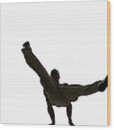 Silhouette Of Male Breakdancer Wood Print