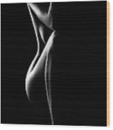 Silhouette Of Nude Woman In Bw Wood Print