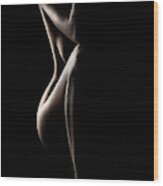 Silhouette Of Nude Woman Wood Print