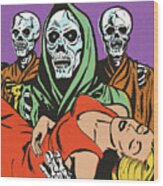 Skeleton Zombies Carrying A Woman Wood Print