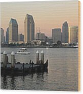 Skyline Of San Diego And Harbor Wood Print