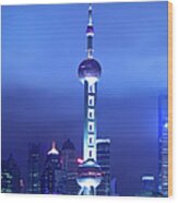 Skyscraper In Shanghai Wood Print