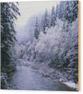 Smith River Snow Wood Print