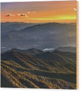 Smoky Mountains Sunset Wood Print