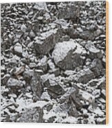 Snow Covered Granite Boulders Wood Print
