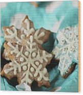 Snowflake Gingerbread Cookies Wood Print