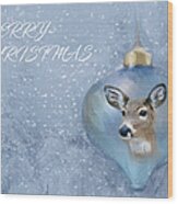 Snowy Deer Ornament Christmas Image Wood Print