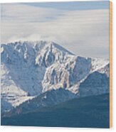 Snowy Pikes Peak Wood Print