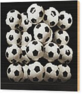 Soccer Balls In Group Wood Print