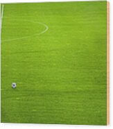Soccer Field And Player With Space For Wood Print