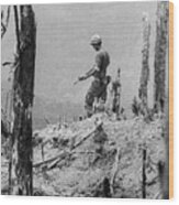 Soldier On Devastated Hillside Wood Print