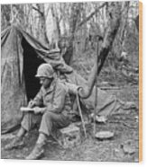 Soldier Writing Letter Home Wood Print