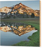 South Sister Lower Green Lake Oregon Wood Print