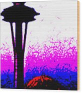 Space Needle Abstract Ab3 Wood Print
