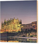 Spain, Palma De Mallorca, Cathedral At Wood Print