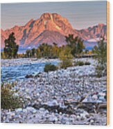 Spead Creek Teton Morning Glow Panorama Wood Print