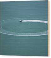 Speedboat With Circular Wake Wood Print