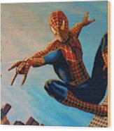 Spiderman 3 Painting Wood Print