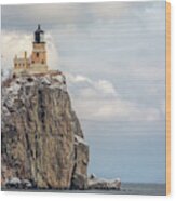 Split Rock Lighthouse Lightly Flocked Wood Print