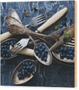 Spoons&blueberries Wood Print