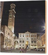 Square In Verona At Night Wood Print