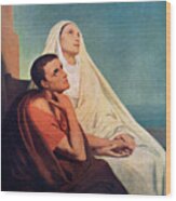 St Augustine With His Mother St Monica Wood Print