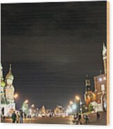 St. Basils & The Kremlin At Moscow - Wood Print