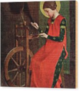St Elizabeth Of Hungary Spinning Wool Wood Print