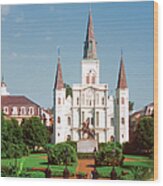 St. Louis Cathedral In The French Wood Print