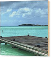 St. Maarten Pier In Aqua Caribbean Waters Wood Print